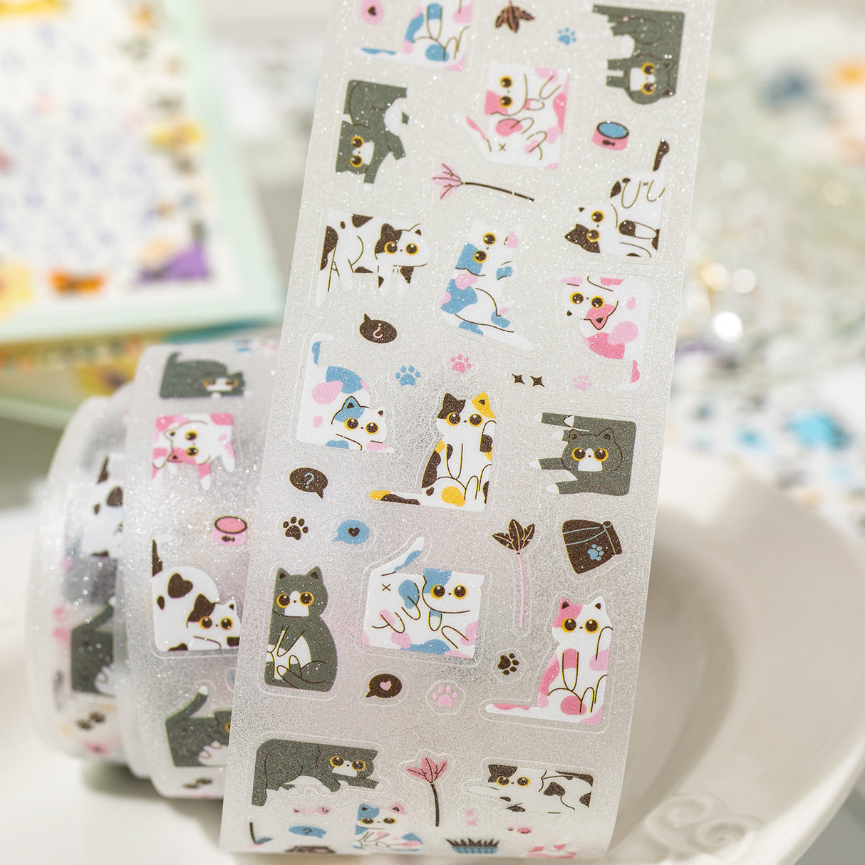 Kitty Frame Glitter Sticker Tape