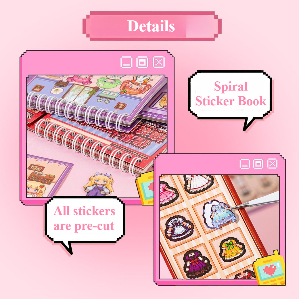 Pixel Cloth Changing Spiral Sticker Book