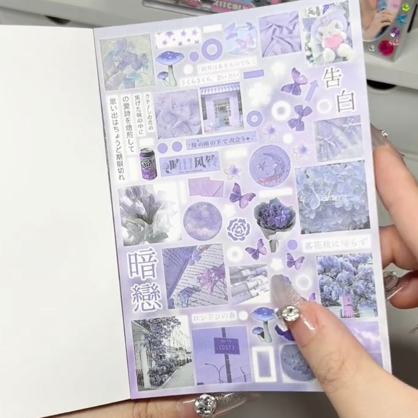 Blue Rain Retro Sticker Book