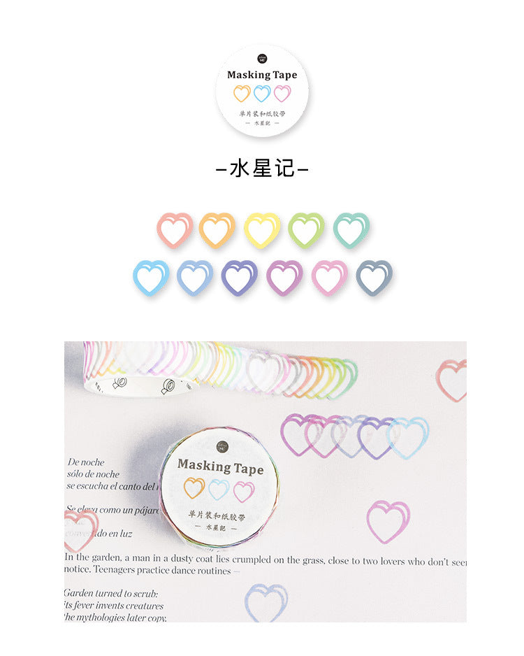 Washi-Tapes mit Herz-Aufklebern in Bonbonfarben