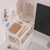 Minimalistischer, schlichter, weißer doppelschichtiger Schreibtisch-Organizer